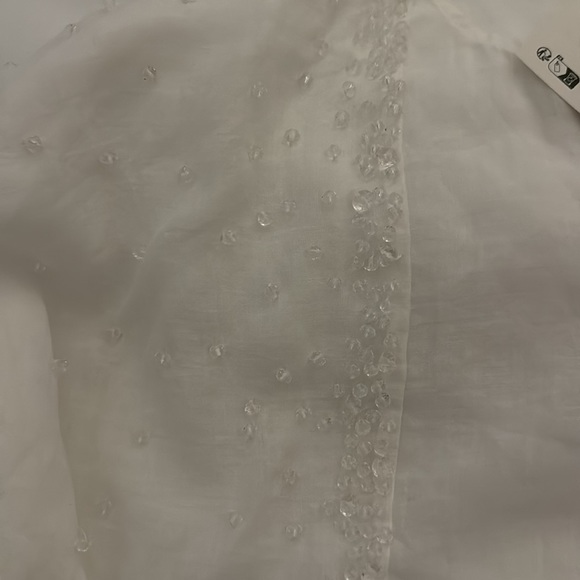 ZARA WOMAN RAMIE BLOUSE WITH EMBROIDERY OYSTER WHITE 4786/104 XS - Picture 6 of 7